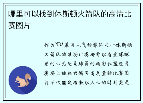 哪里可以找到休斯顿火箭队的高清比赛图片